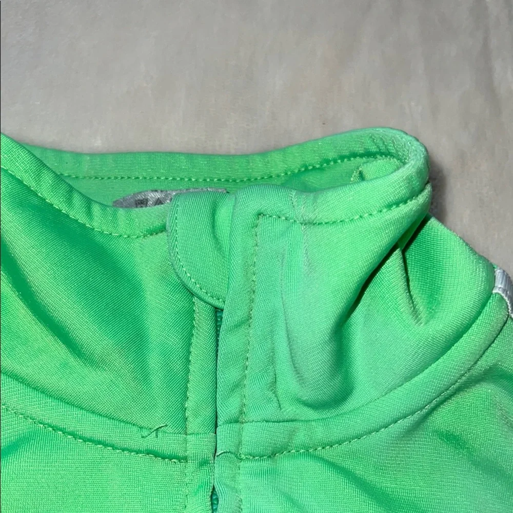 Adidas Boys Size 7 Colorblock Track Jacket Neon Green Gray Black Full Zip